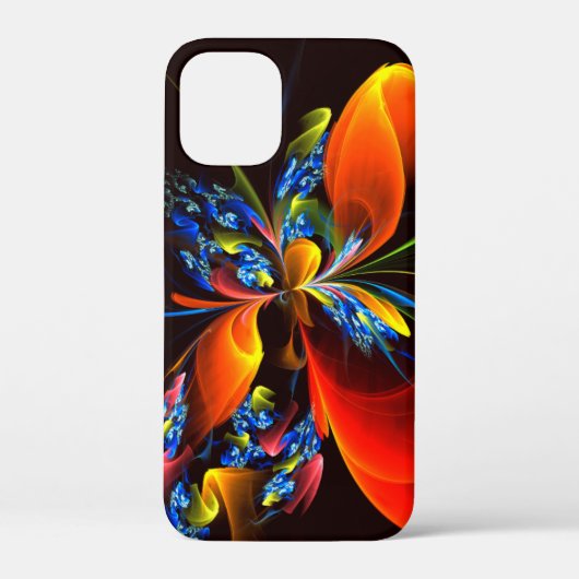 青オレンジ色のフローラモダン抽象芸術アートパターン#03 Case-Mate iPhoneケース (裏面)