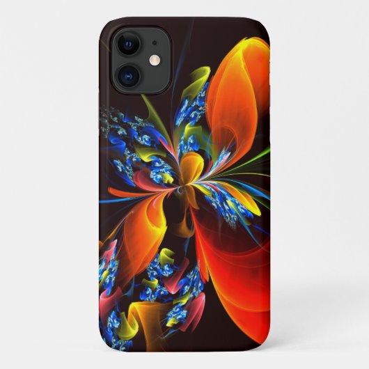 青オレンジ色のフローラモダン抽象芸術アートパターン#03 Case-Mate iPhoneケース (裏面)