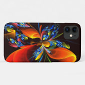 青オレンジ色のフローラモダン抽象芸術アートパターン#03 Case-Mate iPhoneケース (裏面(横))