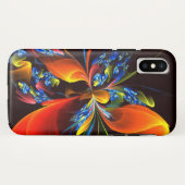 青オレンジ色のフローラモダン抽象芸術アートパターン#03 Case-Mate iPhoneケース (裏面(横))