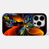 青オレンジ色のフローラモダン抽象芸術アートパターン#03 Case-Mate iPhoneケース (裏面 (横))