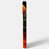 青オレンジ色のフローラモダン抽象芸術アートパターン#03 Case-Mate iPhoneケース (裏面 / 左)