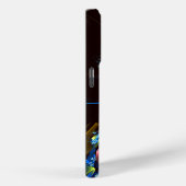 青オレンジ色のフローラモダン抽象芸術アートパターン#03 Case-Mate iPhoneケース (裏面 / 右)