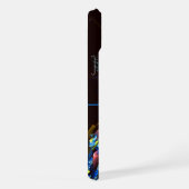 青オレンジ色のフローラモダン抽象芸術アートパターン#03 iPhoneケース (右側面)