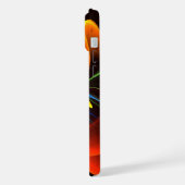 青オレンジ色のフローラモダン抽象芸術アートパターン#03 iPhoneケース (左側面)