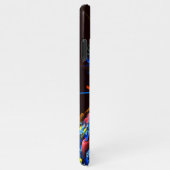 青オレンジ色のフローラモダン抽象芸術アートパターン#03 iPhoneケース (右側)