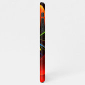 青オレンジ色のフローラモダン抽象芸術アートパターン#03 iPhoneケース (左側)