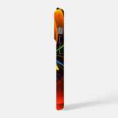 青オレンジ色のフローラモダン抽象芸術アートパターン#03 iPhoneケース (左側面)