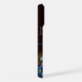 青オレンジ色のフローラモダン抽象芸術アートパターン#03 iPhoneケース (右側面)