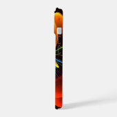 青オレンジ色のフローラモダン抽象芸術アートパターン#03 iPhone 15ケース (左側面)