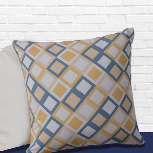 青オレンジ色の幾何学的パターン装飾用クッション クッション