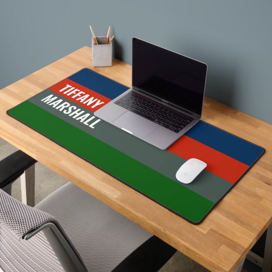 青オレンジ色の緑のストライプパタパーソナライズされたーン デスクマット (オフィス2)
