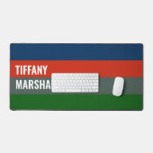 青オレンジ色の緑のストライプパタパーソナライズされたーン デスクマット (キーボード&マウス)