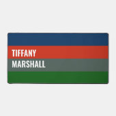 青オレンジ色の緑のストライプパタパーソナライズされたーン デスクマット (正面)