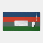 青オレンジ色の緑のストライプパタパーソナライズされたーン デスクマット (キーボード&マウス)