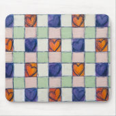 青オレンジ色の緑のハートギンガムマウスパッド マウスパッド (正面)