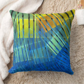 青オレンジ色の緑のフラクタルストリップパターン クッション (ブランケット)