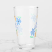 青オレンジ色の緑の水色の花の冬ありがとう タンブラーグラス (左)