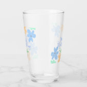 青オレンジ色の緑の水色の花の冬ありがとう タンブラーグラス (右)