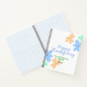 青オレンジ色の緑の水色の花の冬ありがとう ノートブック (内部)