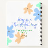 青オレンジ色の緑の水色の花の冬ありがとう ノートブック (裏面)