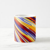 青オレンジ色の黄色の抽象芸術幾何学的な羽 コーヒーマグカップ (中央)