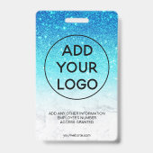 青オンブル グリッター 大理石 ロゴ 社員写真 バッジ (裏面)