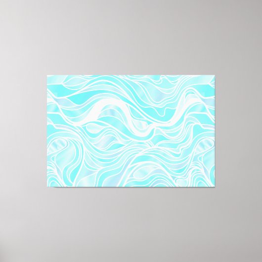 青オーガニック色ステンドグラス抽象芸術 キャンバスプリント (正面)