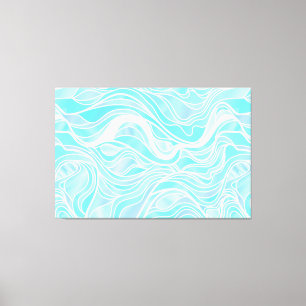 青オーガニック色ステンドグラス抽象芸術 キャンバスプリント