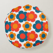 青オ名門私立校風のレンジヒッピー花柄 ラウンドクッション (裏面)