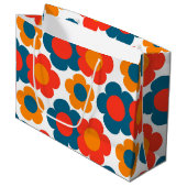 青オ名門私立校風のレンジヒッピー花柄 ラージペーパーバッグ (正面アングル)