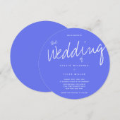 青カジュアルタイポグラフィ結婚ズ 招待状 (正面/裏面)