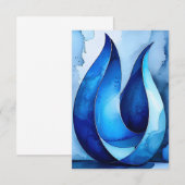 青カスケード抽象芸術 サンキューカード (正面/裏面)