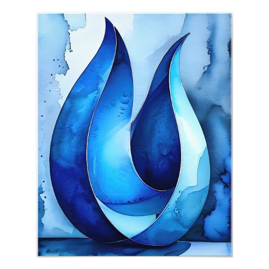 青カスケード抽象芸術 フォトプリント            (正面)