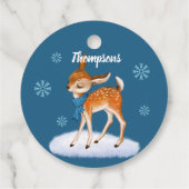 青カスタマイズ可愛い鹿のクリスマス フェイバータグ (裏面)