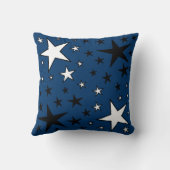 青カスタマイズ可能なかわいいクロスボーンスカルと星 クッション (裏面)