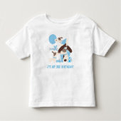 青カスタマイズ子犬誕生日Tシャツ トドラーTシャツ (正面)