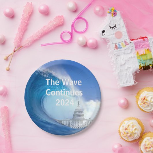 青カスタマイズ波選挙2024 ペーパープレート (パーティー)