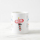 青カスタマイズ白キャップ雪だるま顔マグカップ コーヒーマグカップ (中央)