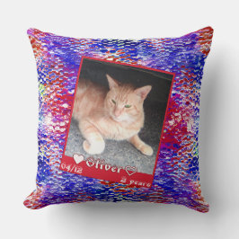 青カスタマイズ赤のテクスチャーの写真猫ペット クッション