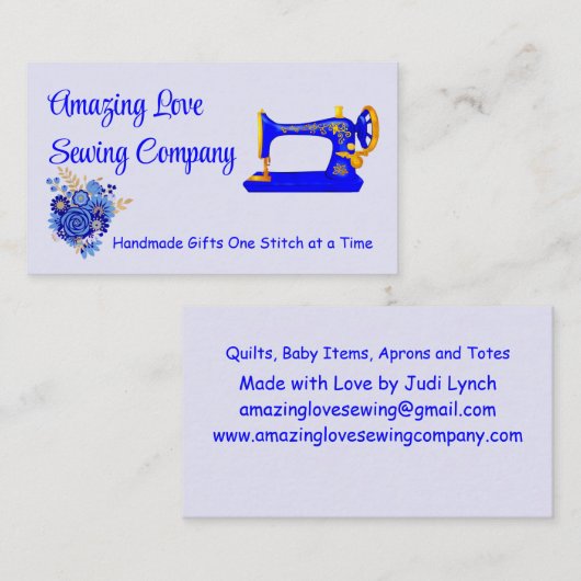 青カスタマイズ金ゴールド裁縫機3 名刺 (正面/裏面)