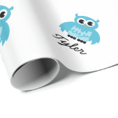 青カスタムいフクロウの包み紙 ラッピングペーパー (ロールコーナー)