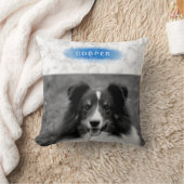 青カスタムいペットフォトとフェイク大理石のテクスチャ クッション (ブランケット)