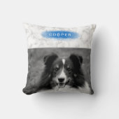 青カスタムいペットフォトとフェイク大理石のテクスチャ クッション (正面)