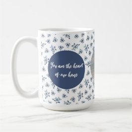 青カスタムい花の付いたフォトマグカップ | カスタマイズ コーヒーマグカップ