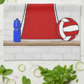 青カスタムと白で赤に統一されたネットボール キッチンタオル (折り畳み)