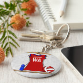 青カスタムと白で赤に統一されたネットボール キーホルダー (側面)