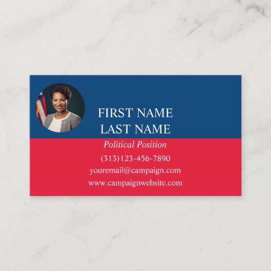 青カスタムと赤の写真の政治運動 名刺 (正面)