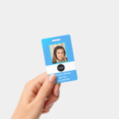 青カスタムの社員写真、ロゴ、バーコード バッジ (手持ち)