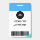 青カスタムの社員写真、ロゴ、バーコード バッジ (裏面)